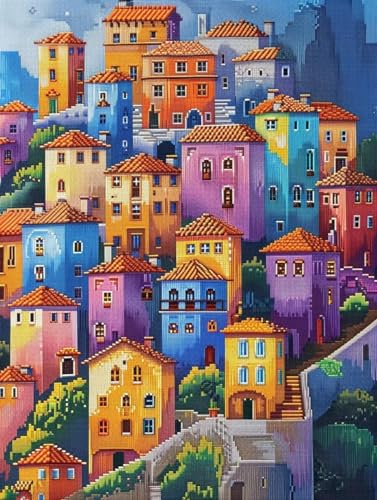Peinture Diamant Ville 5D Bricolage Point de Croix Broderie Strass Adultes 80x110cm