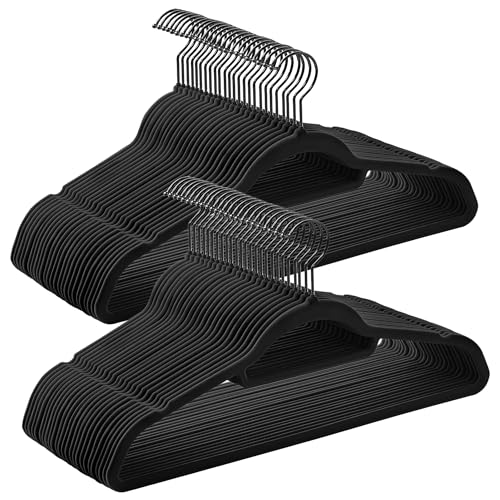 SONGMICS Velvet Hangers, Set of 50, Non-Slip, Space-Saving, 0.6 cm Thick