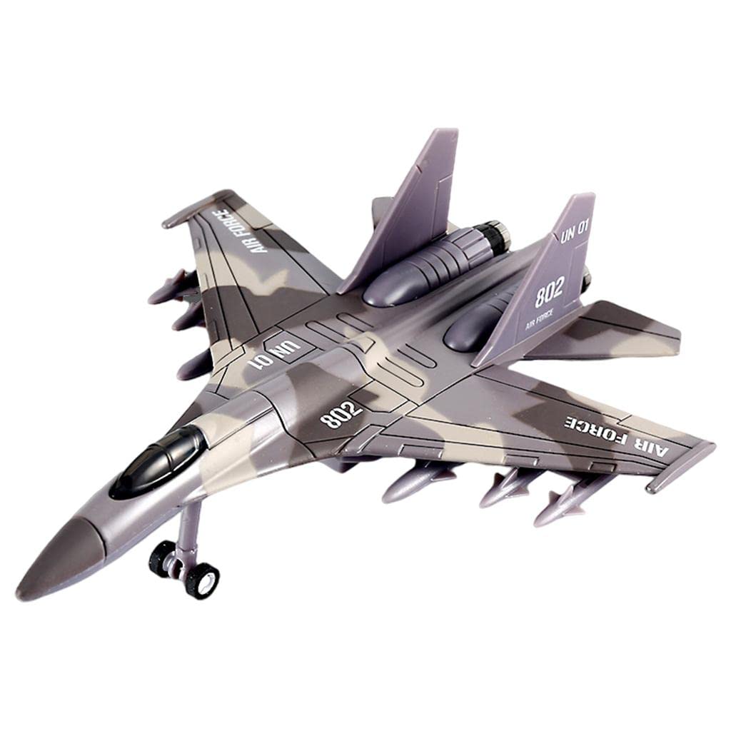 Oshhni Avión de Juguete de Colección de Avión Metálico Simulado con Función de Retroceso Luz y Sonido para Niños Decoración de Oficina y Regalo, Su 35 Marrón