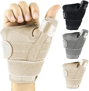 Vive Arthritis Thumb Splint - Thumb Spica Support Brace for Pain, Sprains, Strains, Arthritis, Carpal Tunnel & Trigger Thumb Immobilizer - Wrist Strap - Left or Right Hand (Beige)