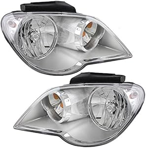 Brock Replacement Set Driver and Passenger Halogen Headlights Compatible with 2007-2008 Pacifica 5113061AE 5113060AE