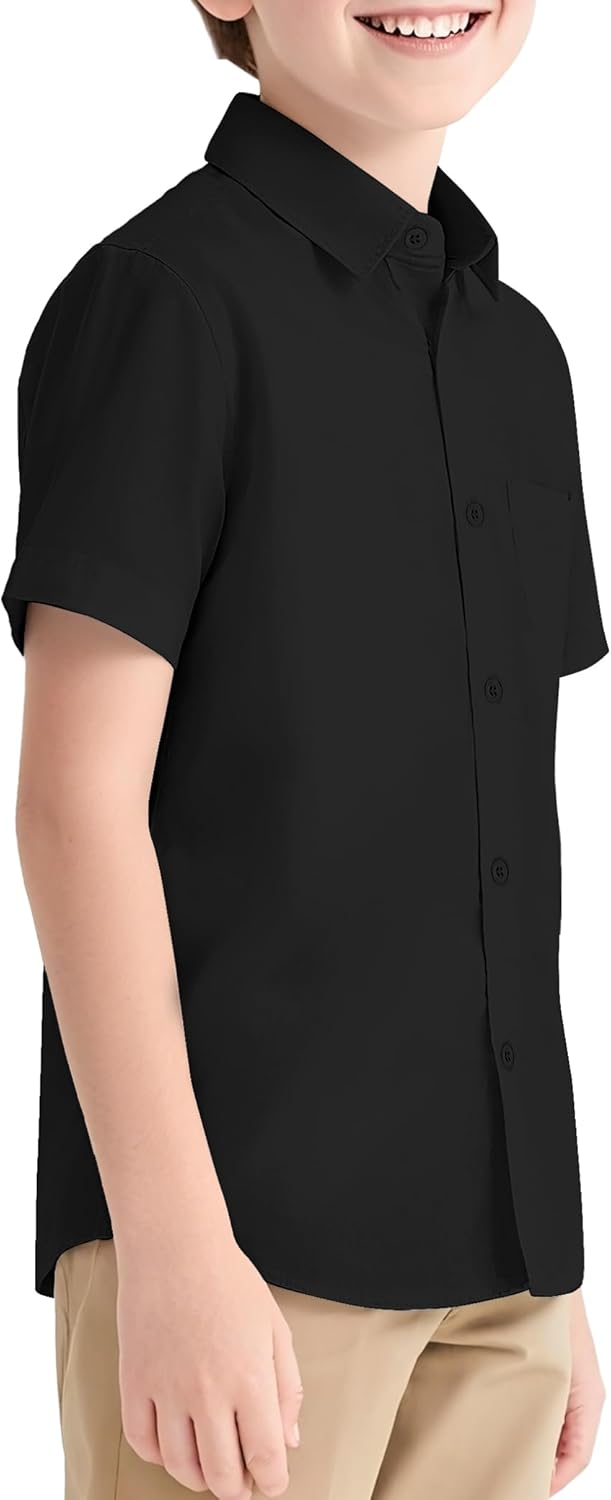 Boys Short Sleeve Button Down Dress Shirts School Uniform Oxford Shirt Size 7-14 Years - Image 2