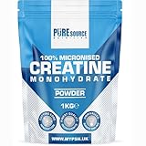 Pure Source Nutrition Creatine Monohydrate Powder Vegan Gluten Free 100% Micronised Creatine Unflavoured Proven to Improve Physical Performance and Recovery Powder (1kg)