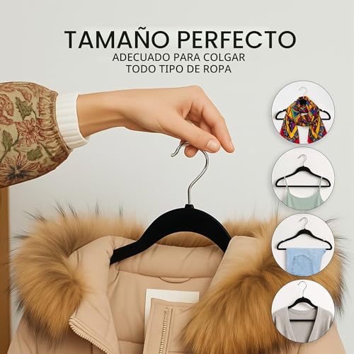 Miniatura 5 de Utopia Home Premium Perchas De Terciopelo Antideslizantes, Duraderas Perchas Negras Con Gancho Giratorio De 360 Grados Percha De Gran Resistencia Negro, Paquete De 50