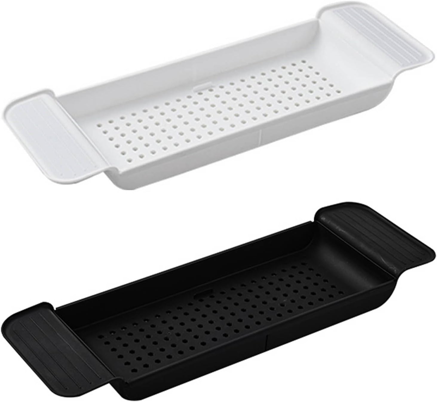 Bathtub Caddy Tray, Expandable Bath Tray for Bathtubs Plastic Shower and Bath Shelf Caddy Adjustable Bath Tub Table Caddy Pad Holder Shampoo Soap Storage Bathroom Accessories Dish Drainer(White)