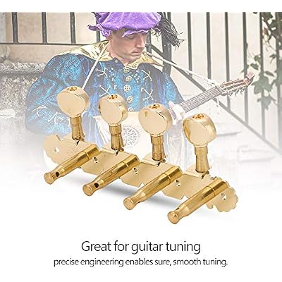 Vintage Open Back Mandolin Tuners, 1:14 Gear Ratio Chrome Plated Machine Heads with 2.5cm Button Spacing for Precise Tuning