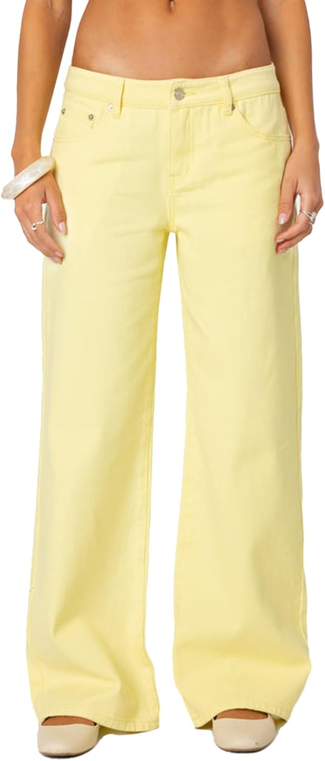 Y2K Straight Leg Jeans for Women,Low Waisted Wide Leg Baggy Jeans Loose Boyfriend Jeans Denim Pants