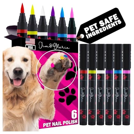 Jim&Gloria Dog Nail Polish Set, Dark Or Light Nails, Non-Toxic No Odor, Quick Dry, 6 Matte Colors Pens, Ideal Gifts for Girl Dog Accessories, Pet Costume, Birthday Supplies, Pet Grooming Kit