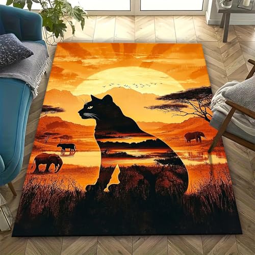 Tapis de sol de canapé antidérapant 160x230 cm imprimé chat 3D lavable