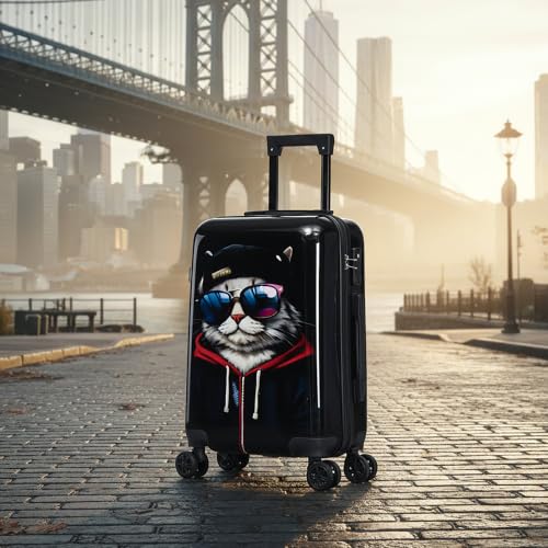 Image of InUSA Cat Print 20-Inch Carry-on Hardside Spinner Luggage Durable TSA Lock