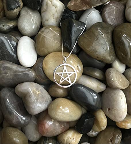 Sterling Silver Pentacle Pentagram Star Pendant Necklace 18"4