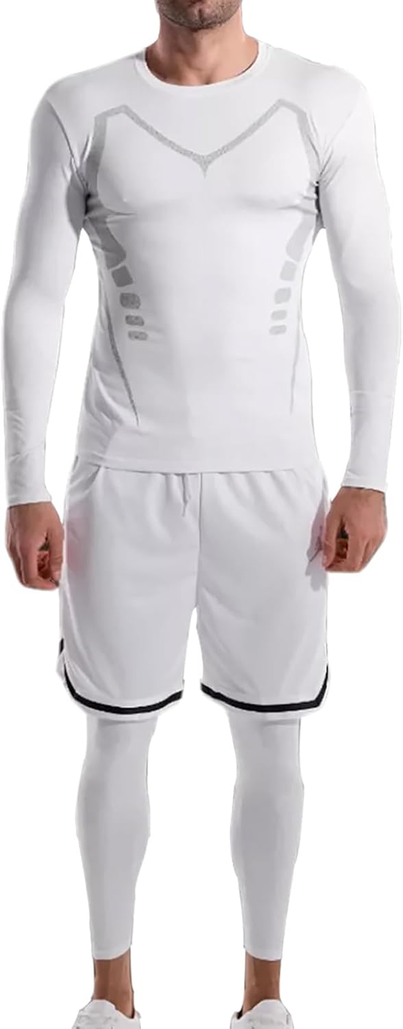 Inno 2 Piece Workout Set Gym Clothes for Men Shirt and Shorts with Leggings Moisture-wicking Athletic Outfits