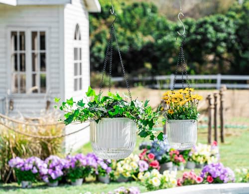 image for Melphoe 2 Pack Self Watering Hanging Planters Indoor Flower Pots, 5.3/