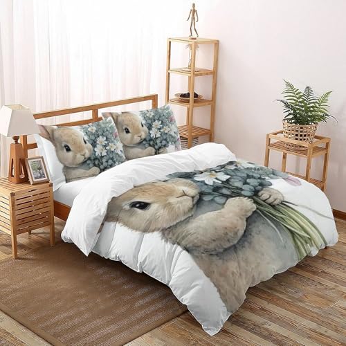 Housse de couette Super King Le Lapin microfibre imprimé animal 260x220cm - 2