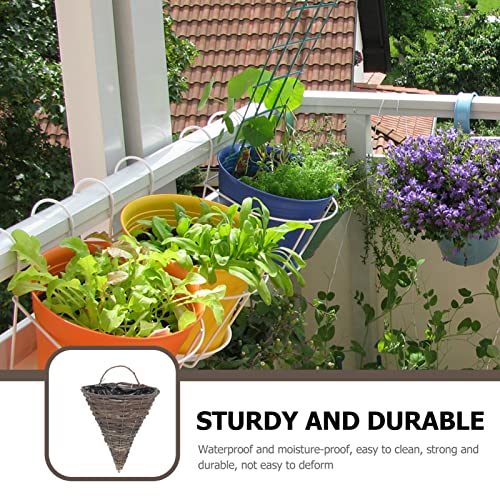 Housoutil Rattan Hanging Planter Basket Rattan Cone Shaped Grower Flower Pot Farmhouse Wall Plant Basket Wicker Garden Planter With Handle For Indoor Outdoor Plants Balcony Decor #TOP5