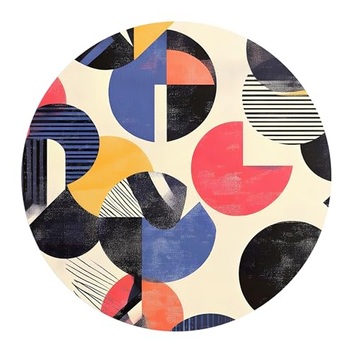 DEQORI Carta da parati rotonda autoadesiva Ø 80 cm | motivo Bauhaus Beats | tela tessile – staccabile, decorativa e indeformabile – per soggiorno, ufficio, corridoio o cameretta dei bambini