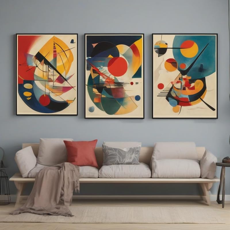 Affiche Kandinsky abstracts et cercles grand format triptyque 3x A0
