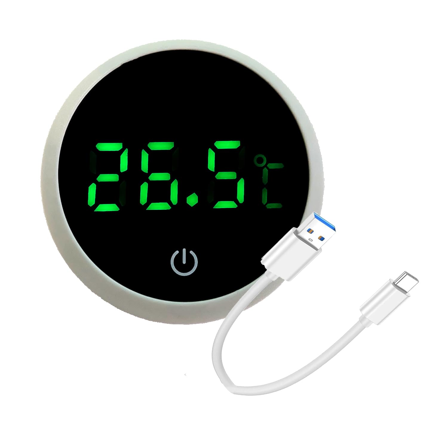 Aquarium Digital White LED Thermometer Fish Tank Stick-on – USB-C Rechargeable (2 Pack)
