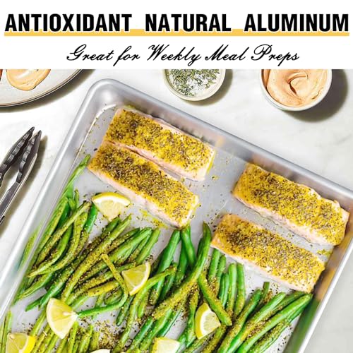 Image of Commercial Quality Baking Sheet Pan Set, Natural Aluminum Cookie Sheet, Umite Chef Warp Resistant Baker's Half Sheet Pan, Large Thick Cookie Tray Pans for Baking, Roasting(6 Pack, 18X13In)