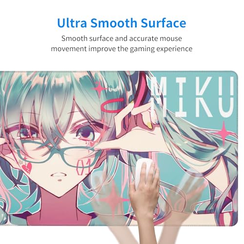 ZHIBUJIANG ゲーミングマウスパッド、大型マウスパッド、キーボード・ノートパソコン対応、ブルー (初音ミク Hatsune Miku)