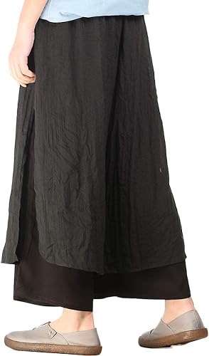 Miniatura 2 de LaovanIn Pantalones capri de pierna ancha para mujer, de algodón, recortados, palazzo, culottes