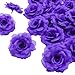 Eternal Blossom Silk Rose Flower Head, 20PCS for Hat Clothes Album Decoration, Wedding Decoration (Dark Purple)
