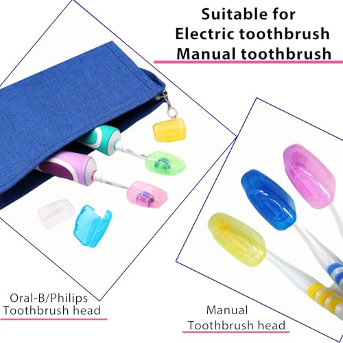Image of 5pcs Toothbrush Head Covers Cap & Travel Case for Oral-B /Oral-B Pro /Phlips Sonicare /iO Series Electric Toothbrush, Portable Protective Case and Toothbrush Cover Set (Pink)