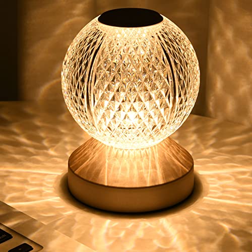 Ouoyyo Crystal Night Light Desk Lamp, Rechargeable Touch Dimmable Table Lamp Bedside Large Battery - 3 Color Crystal Mini Small Lamp For Bedroom Beside Living Room - Great Gift Mom Wife Kids #TOP2