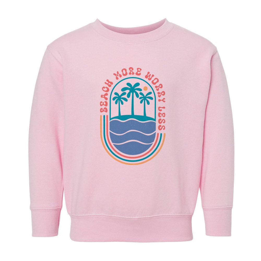 Beach More Worry Less Kids Sweatshirt Toddler 2T Pink