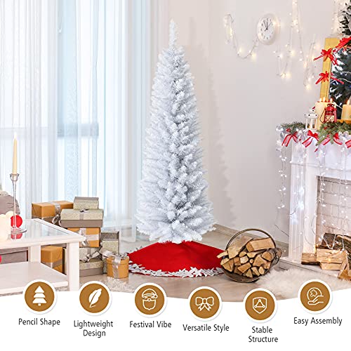 5ftwhiteartificialchristmastreeslimpencilchristmastreew240branchtipsfoldablemetalstandwintrywhiteholidaytreeindoorxmasholidaydecorforofficepartyhome Urban Country Home Decor 5 ft white artificial christmas tree slim pencil christmas tree w 240 branch tips foldable metal stand wintry white holiday tree indoor xmas holiday decor for office party home urban country home decor