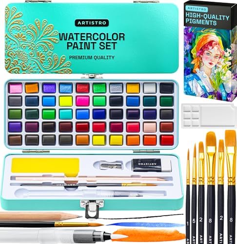 ARTISTRO 50 Watercolor Paint Set - Portable Paint Kit - Perfect f...