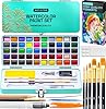 ARTISTRO 50 Color Watercolor Paint Set - Portable Paint Art Kit with Palette and Brush Pens - Travel Water Color Set for Adults, Professionals, Kids - Art and Painting Supplies - Gift Idea