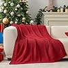 Amelie Home Chenille Christmas Throw Blanket for Couch Chunky Knit Blanket with Chevron Texture Non Shedding Decorative Red Cozy Throw Blanket for Sofa Chair Bed Red 50x 60
