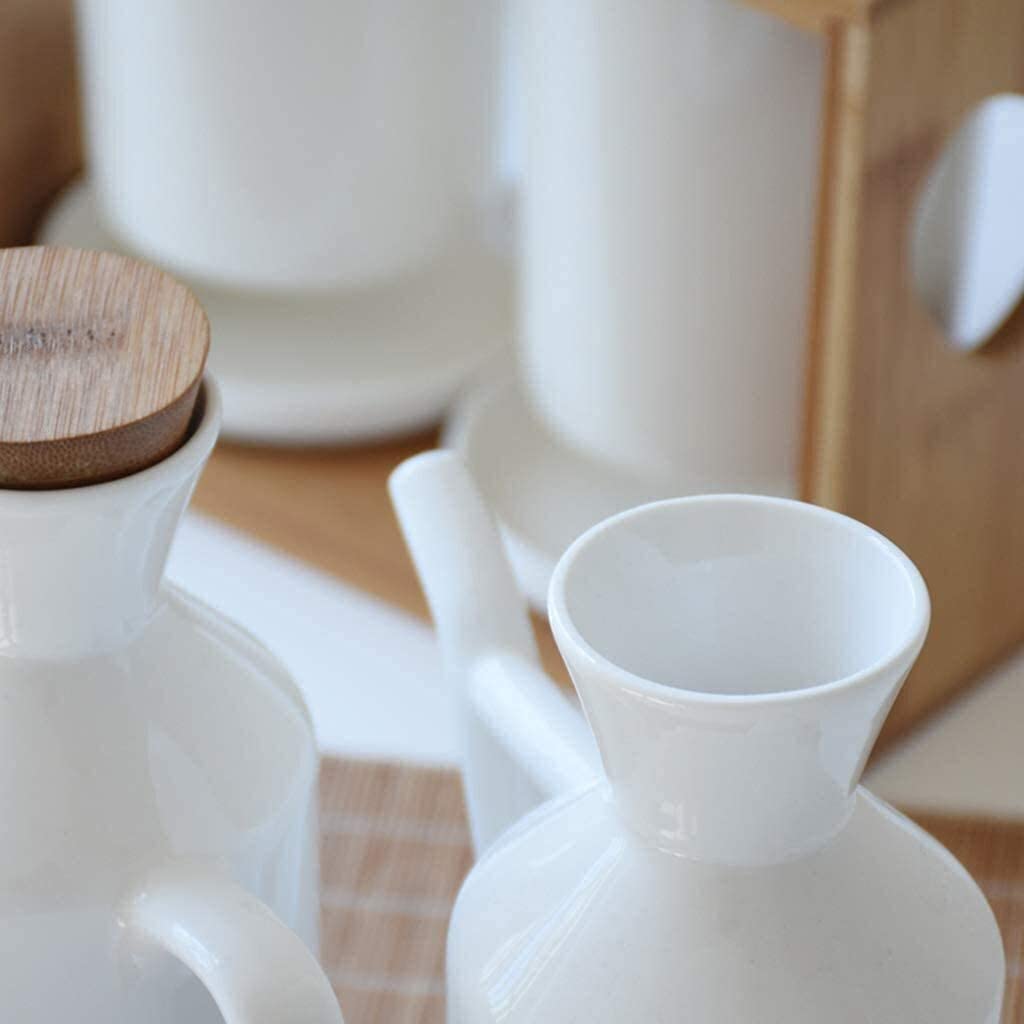 Distributore di Olio e aceto, Bottiglia di aceto Bianco in Ceramica, Bottiglia di Olio e Salsa di soia, Contenitore da Cucina da 450 ml.