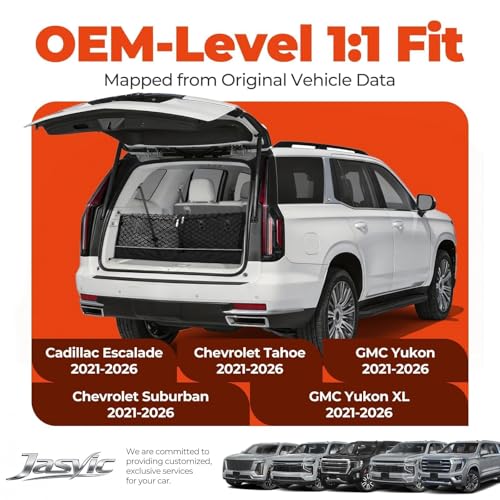 Image of 3-Layer Cargo Net for Tahoe /Suburban /Yukon /Yukon XL /Escalade 2021-2026 Nets | Zoned Storage Trunk Net with Integrated Zippered Storage Bag, Heavy-Duty Cargo Organizer Netting, Camping /Daily Use