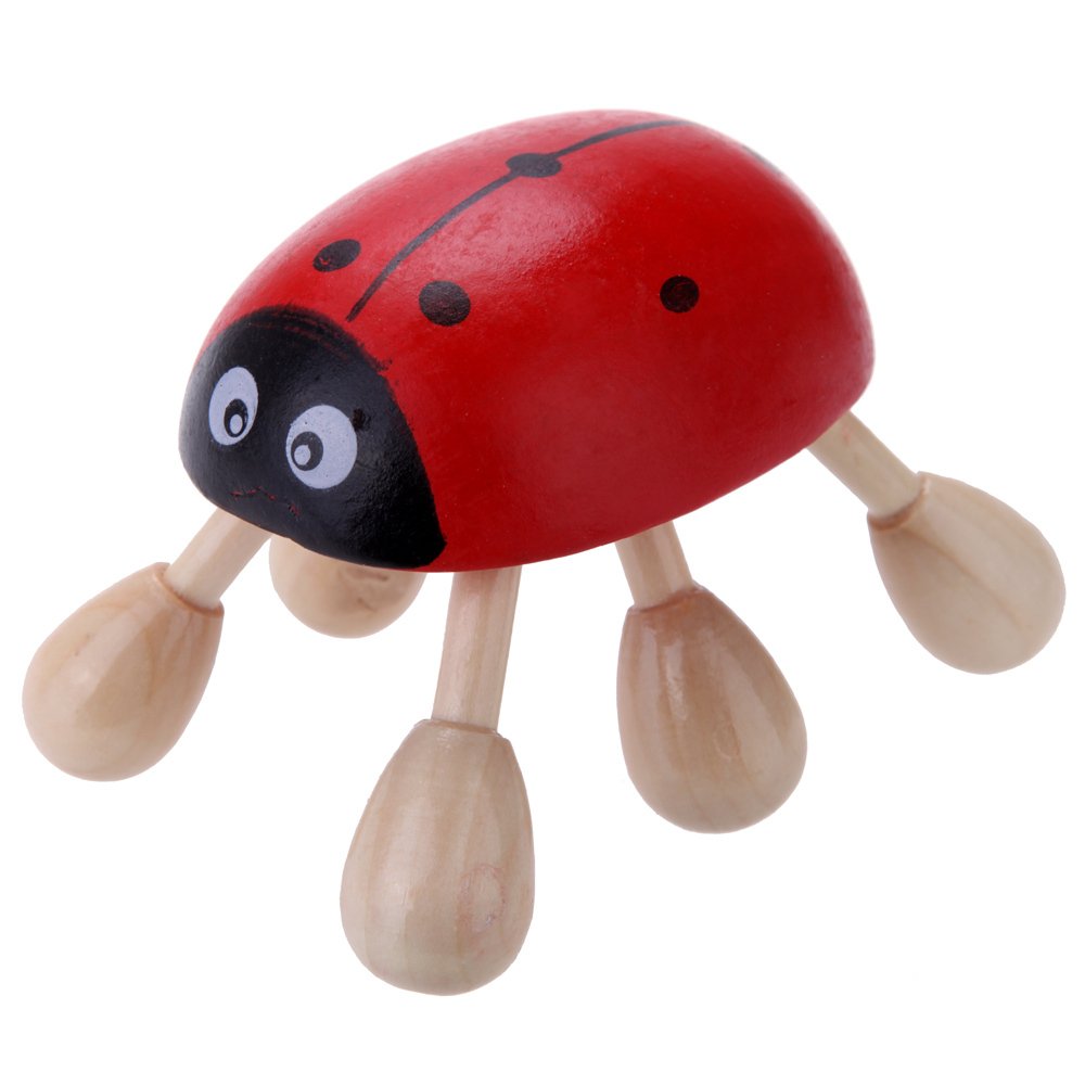 Sypure£¨TM Mini Beetle Design Ladybird Wooden Head Massager Cell Roller Scalp Anti Cellulite Massage Back Scratcher Body Slender Shaper