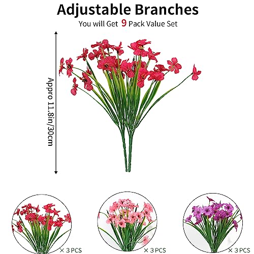 Dremisland 9 Bundles Artificial Flowers for Outdoors Decoration UV Resistant Silk Faux Daisy Flowers Fake Plastic Plants Greenery Shrub Garden Porch Window Box Spring Summer Decor image 3