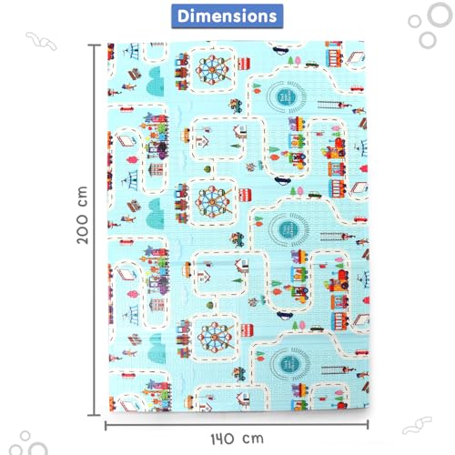 Image of FIRSTCRY INTELLISKILLS Extra Large 6.5x4.5 ft Reversible Baby Play Mat for Babies,Animal Party Theme,Foldable Crawling Mat, Floor Mat for Baby & Toddlers,Anti-Skid, 0.6cm Thick, Multicolor, 1 Count