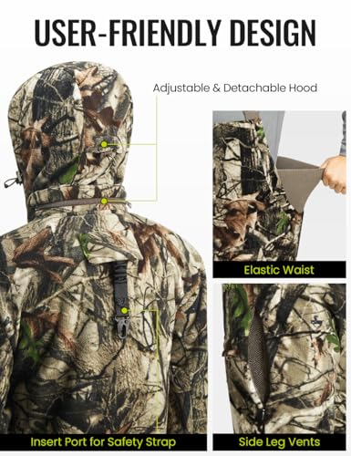 TIDEWE Hunting Clothes for Men, Silent Water Resistant Hunting Jackets and Bibs, Next Camo G2, M