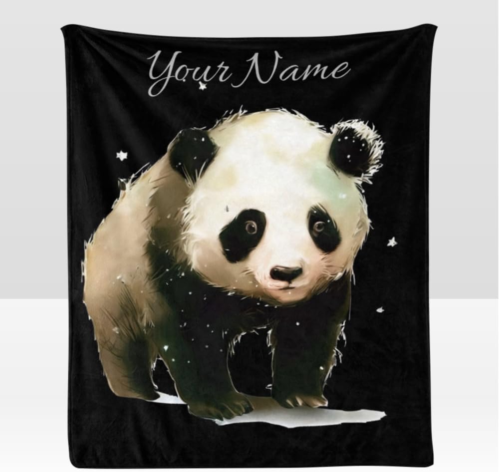 Custom Blanket with Name Text,Personalized Animal Giraffe Super Soft Fleece Throw Blanket for Couch Sofa Bed (50 X 60 inches)