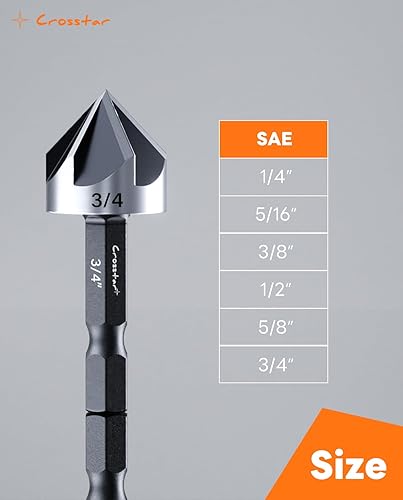 Miniatura 8 de Crosstar Pro Cobalt - Juego de brocas avellanadas con revestimiento de nitruro de aluminio y titanio, vástago hexagonal de 14 pulgadas, 6 piezas (14