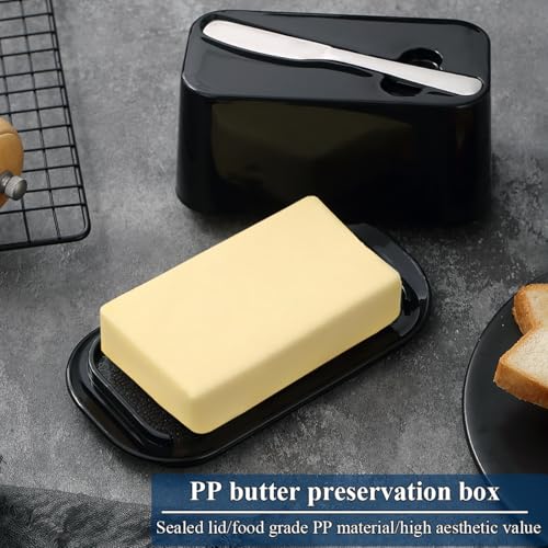 Evanda Butter Dish with Lid for Countertop and Refrigerator Door Shelf with Butter Spreader Knife, Butter Keeper, Plastic Butter Holder Tray Container for West/East Coast Butter - Image 4