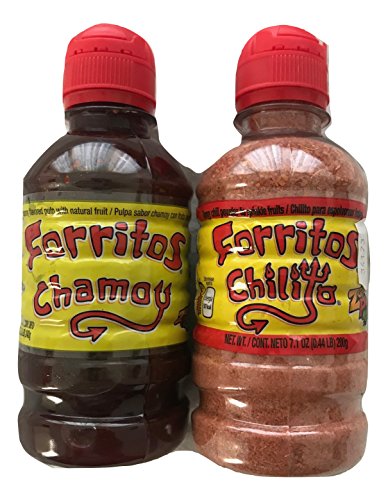 Zumba Pica Forritos Chamoy (Chamoy Flavored Pulp with Natural Fruit) Bundle with Forritos Chilito (Tangy Chili Powder to Sprinkle Fruits), Two Bottles (8.5 oz and 7.1 oz) image 2