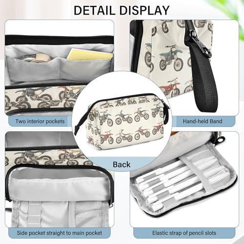 Image of Fisyme Vintage Dirt Bikes Pencil Case Large Capacity Pen Bags Box Big Makeup Pouch Organizer