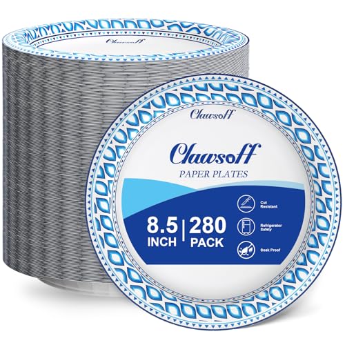 Clawsoff 8.5 Inch Paper Plates Bulk 280 Count