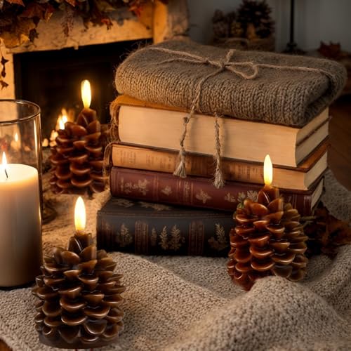 Velas LED de piña sin llama decorativas con pilas para Navidad 4