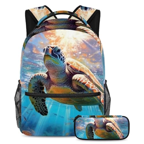 Poisson tortue océan profond sac à dos scolaire avec grande capacité de rangement