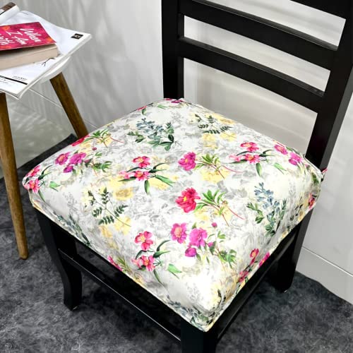 Image of Set of 6 Stretchable Dining Chair Covers, Universal Fit Washable Seat Slipcovers for Dining Room & Home Decor (Multicolor Floral)