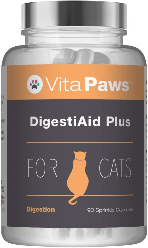 Probiotics for Cats | DigestiAid Offers Friendly Bacillus Coagulans Bacteria with Digestive Enzymes and Prebiotics | 90 Sprinkle Capsules for Fussy Pets | UK Manufactured