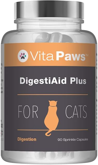 Probiotics for Cats | DigestiAid Offers Friendly Bacillus Coagulans Bacteria with Digestive Enzymes and Prebiotics | 90 Sprinkle Capsules for Fussy Pets | UK Manufactured